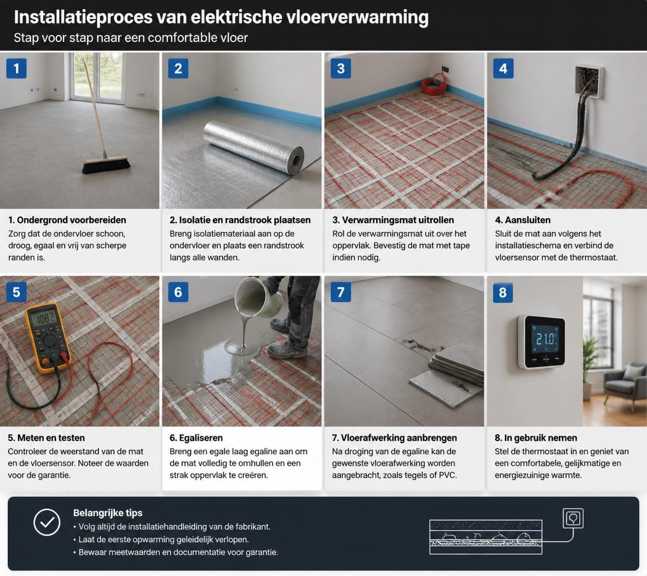 ontdek de voordelen van elektrische vloerverwarming en leer hoe je het eenvoudig kunt installeren met onze uitgebreide gids.