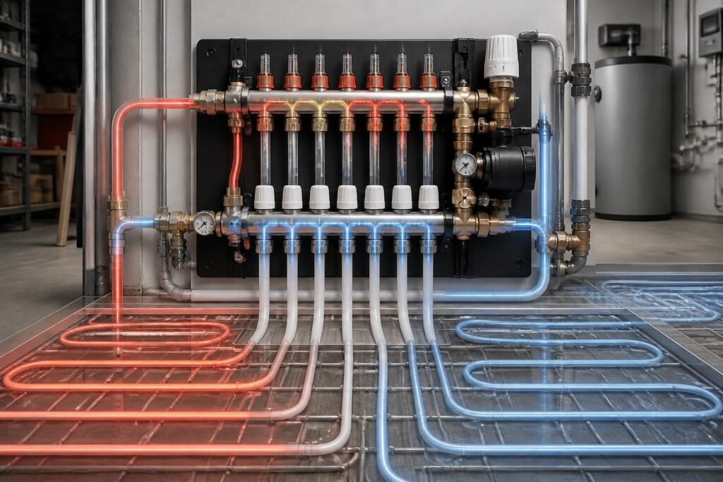 ontdek hoe een vloerverwarming verdeler werkt en waarom het essentieel is voor een efficiënte en gelijkmatige warmteverdeling in uw huis.