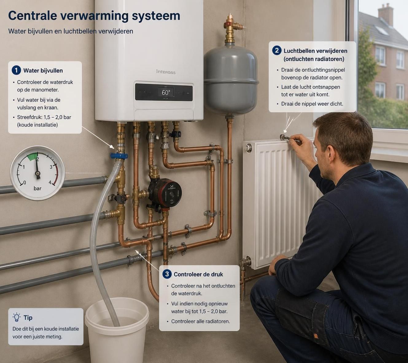 leer hoe je eenvoudig je centrale verwarming bijvult en lucht verwijdert voor een efficiënte werking en optimaal comfort in huis.