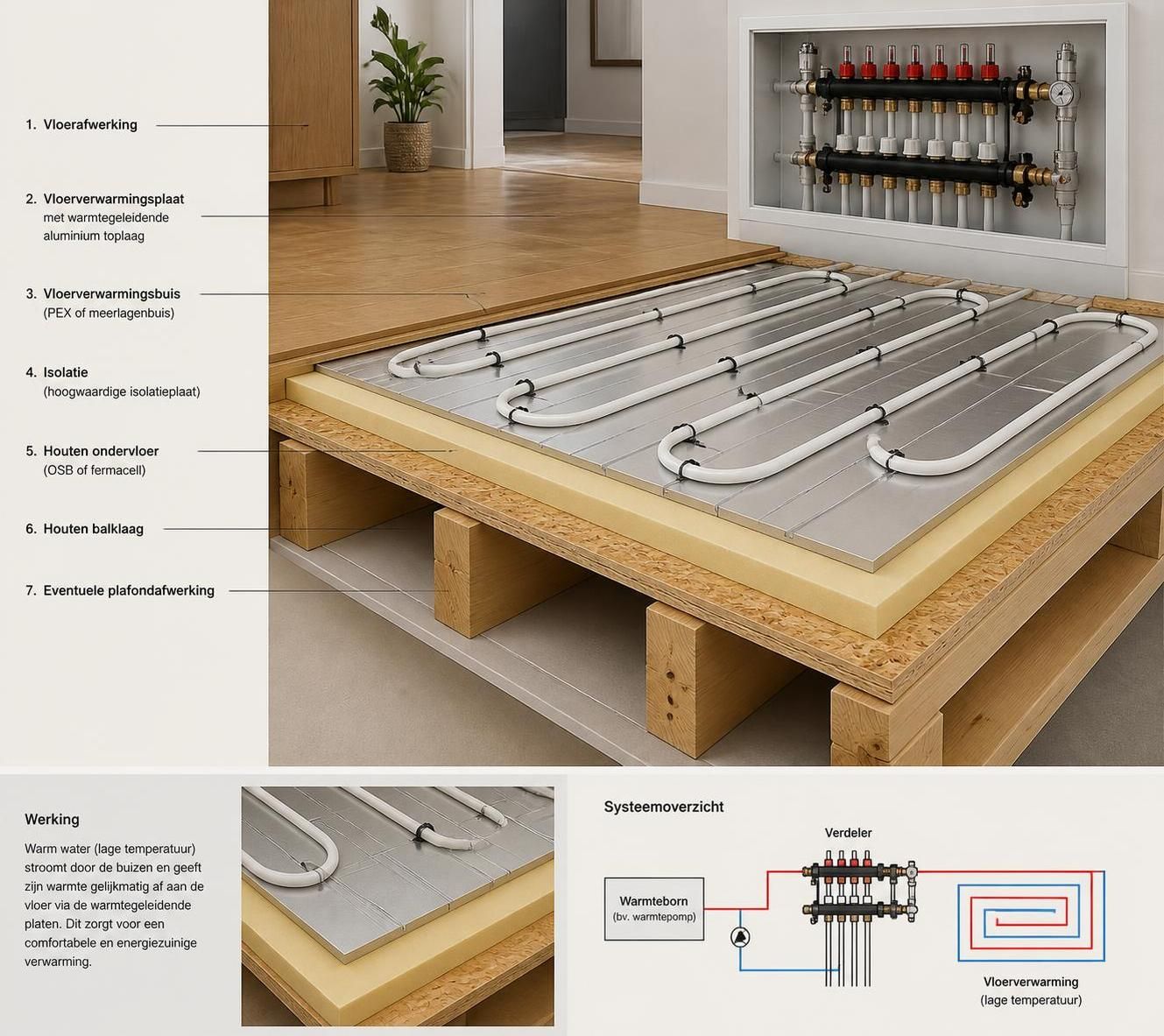 ontdek de voordelen en belangrijke aandachtspunten van vloerverwarming onder een houten vloer voor optimaal comfort en duurzaamheid.