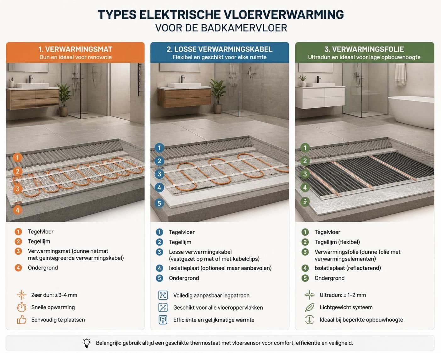 ontdek de voordelen van elektrische vloerverwarming in de badkamer en leer hoe u deze eenvoudig kunt installeren voor extra comfort en warmte.
