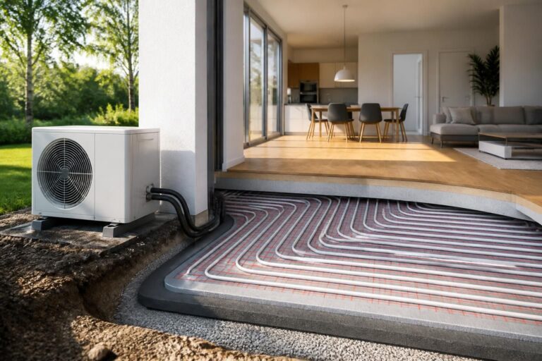 ontdek hoe een warmtepomp vloerverwarming werkt en waarom steeds meer mensen kiezen voor deze energiezuinige en comfortabele verwarmingsoplossing in huis.