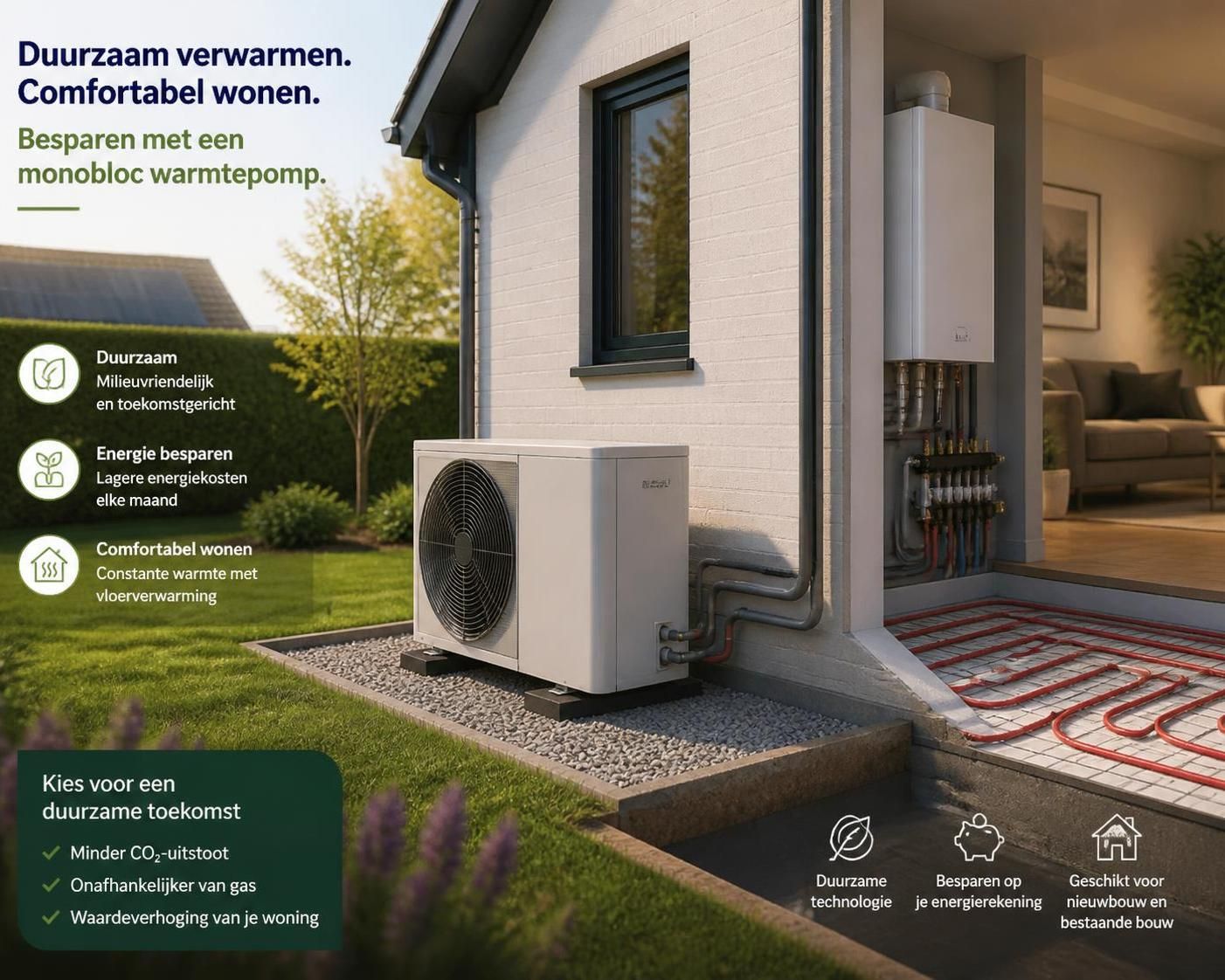 ontdek wat een monobloc warmtepomp is, hoe het werkt en de voordelen ervan voor energiezuinig verwarmen en koelen van uw woning.