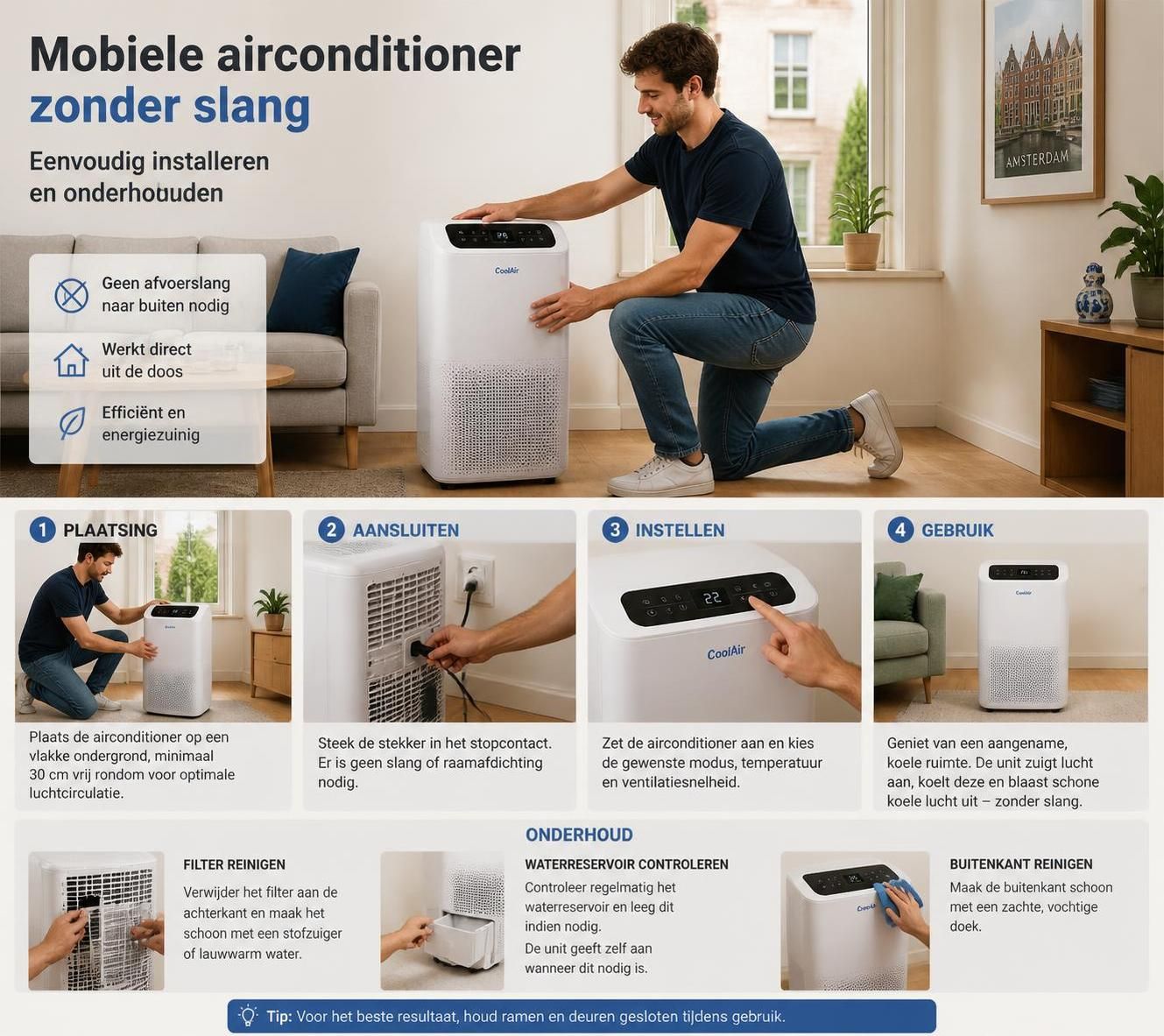 ontdek de beste mobiele airco's zonder slang volgens de consumentenbond. vind de ideale airconditioner voor optimaal comfort zonder gedoe.